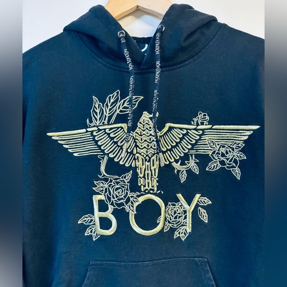 Boy London Gold Embroidered Eagle Black Hoodie Medium - Picture 2 of 10